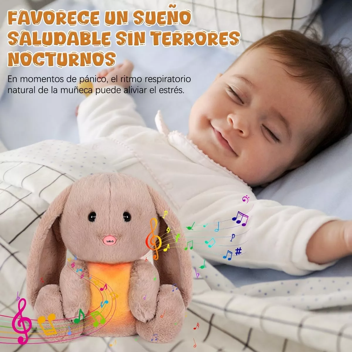 Foto 5 pulgar | Juguete De Peluche Con Música Y Luces Lab.g, Regalo Para Niños Cafe