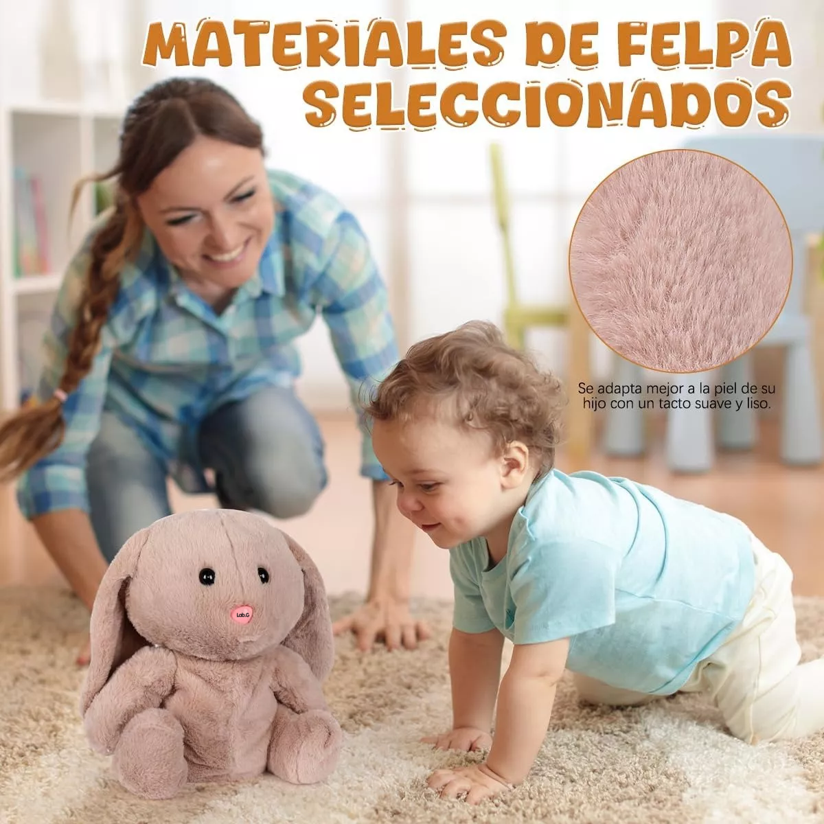 Foto 6 pulgar | Juguete De Peluche Con Música Y Luces Lab.g, Regalo Para Niños Cafe