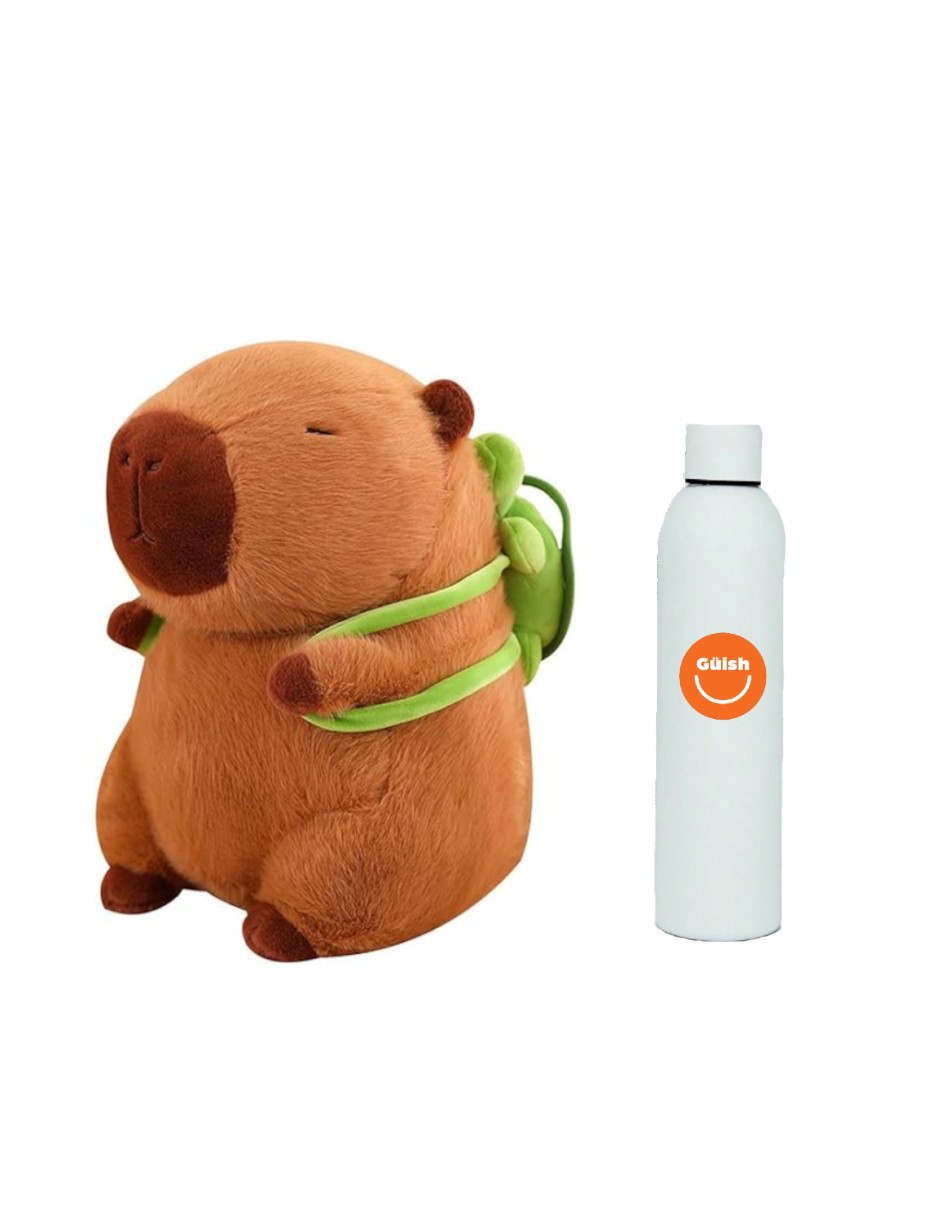 Foto 2 pulgar | Capibara Peluche + Termo de Agua Güish