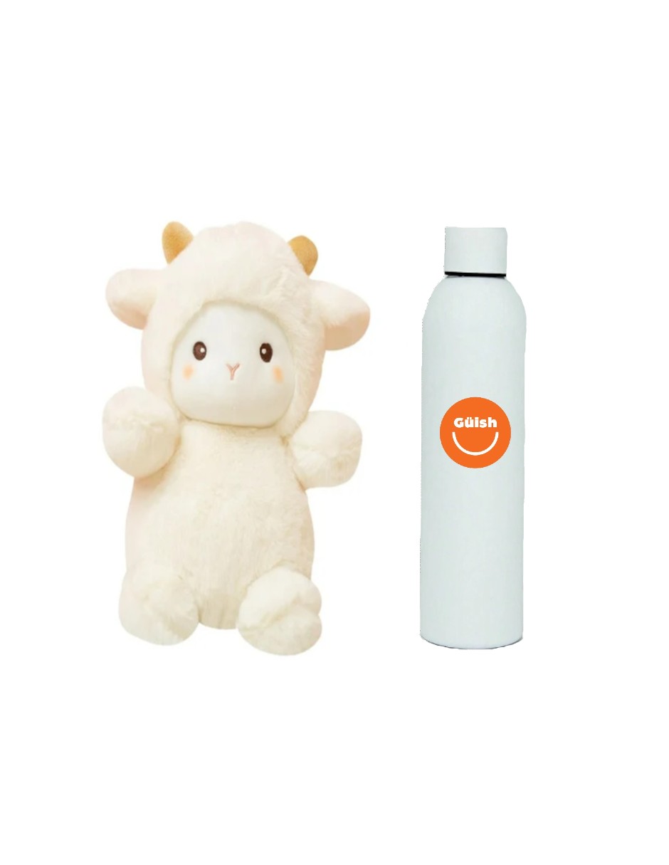 Foto 2 pulgar | Oveja De Peluche + Termo De Agua Güish