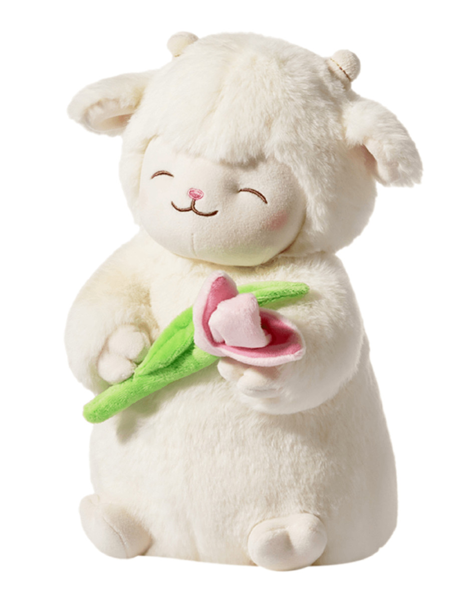 Foto 3 pulgar | Peluche Corderito Con Tulipán + Termo De Agua Güish