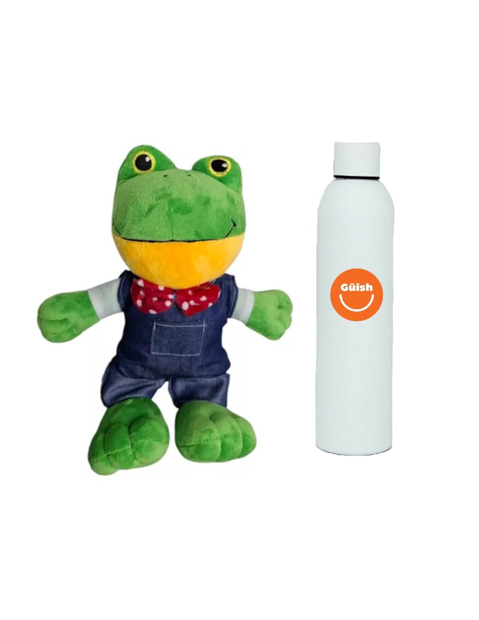 Foto 2 pulgar | Peluche Rana Rene De Lara + Termo De Agua Güish