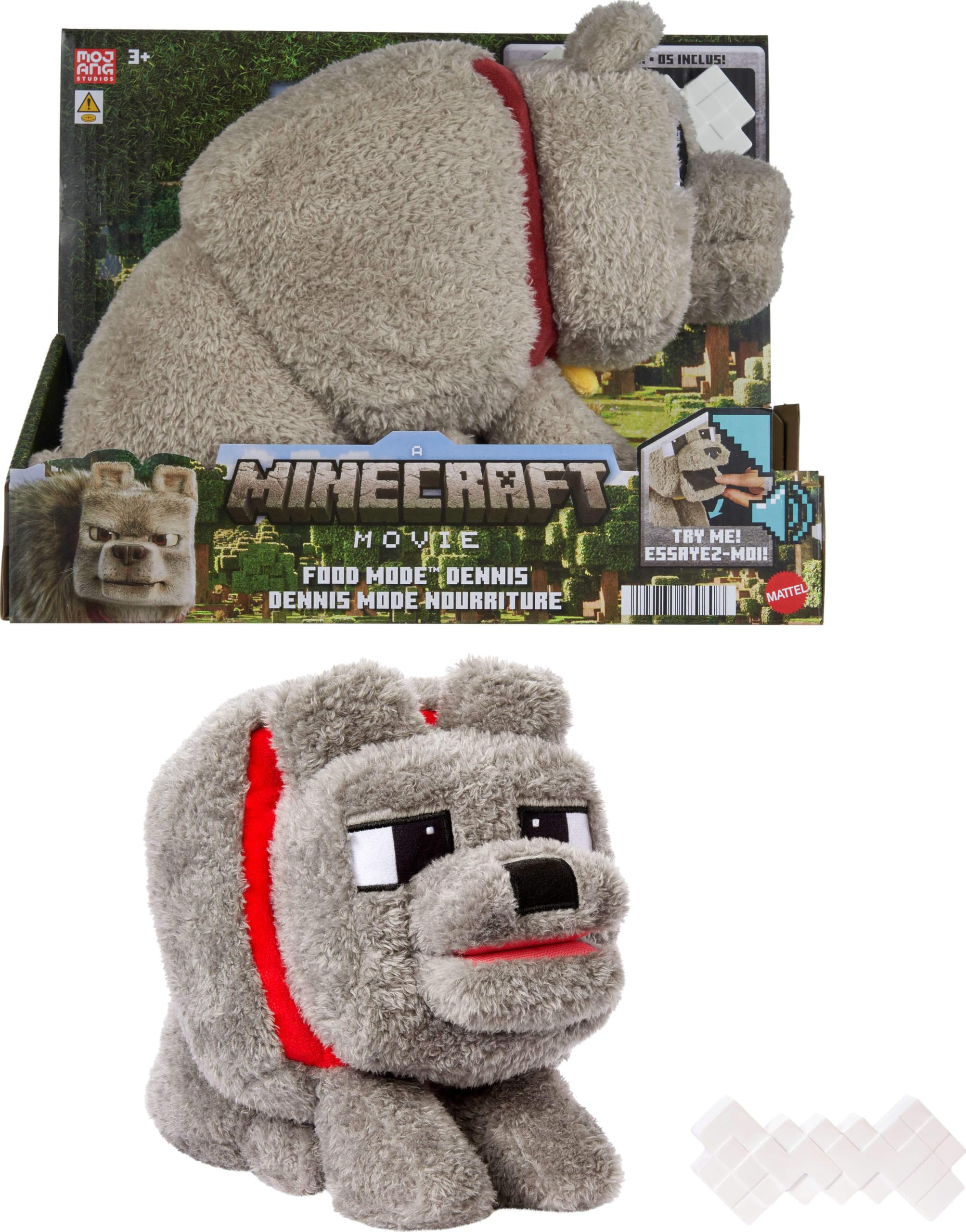 Foto 1 | Juguete De Peluche Mattel Minecraft Dennis The Wolf Con Sonido De Alimentación - Venta Internacional.