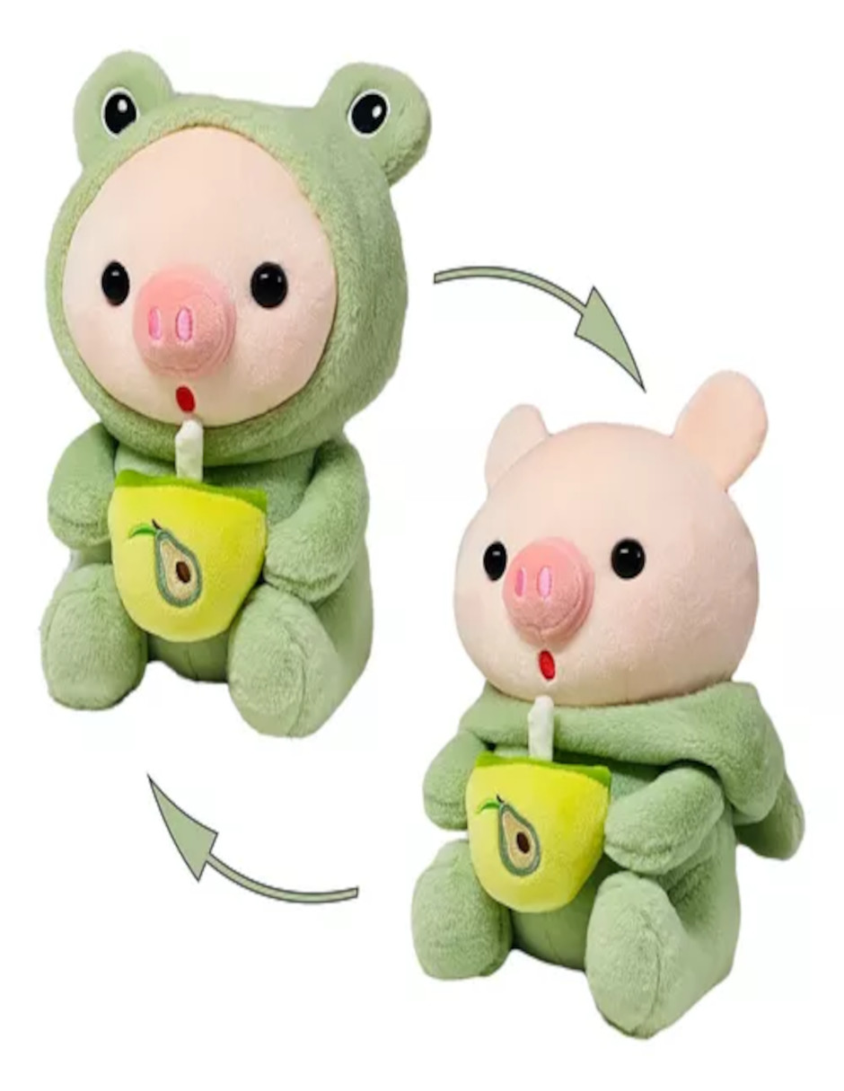 Foto 4 pulgar | Cerdito De Peluche Con Capucha De Conejito + Termo De Regalo Güish