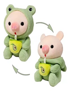 Foto 3 | Cerdito De Peluche Con Capucha De Conejito + Termo De Regalo Güish