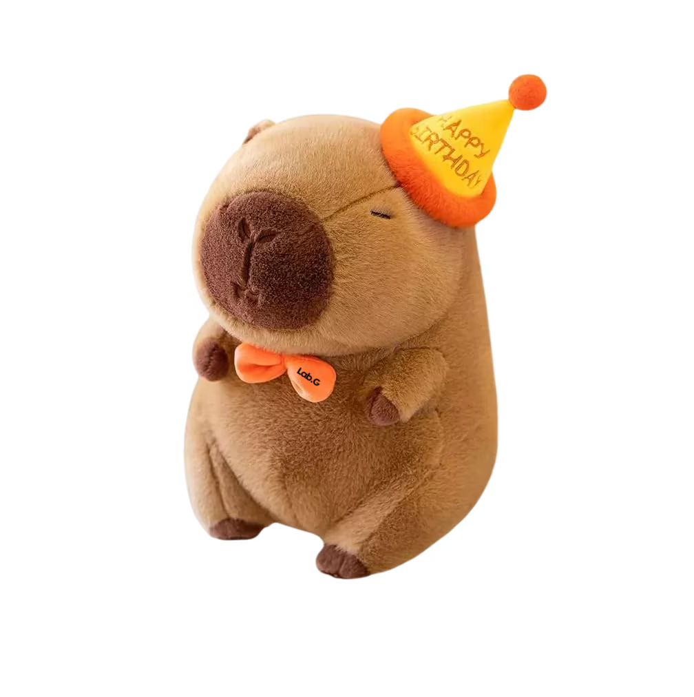 Foto 2 pulgar | Muñeco De Peluche Capibara Simpático Cafe Gorro Naranja Amarillo Happy