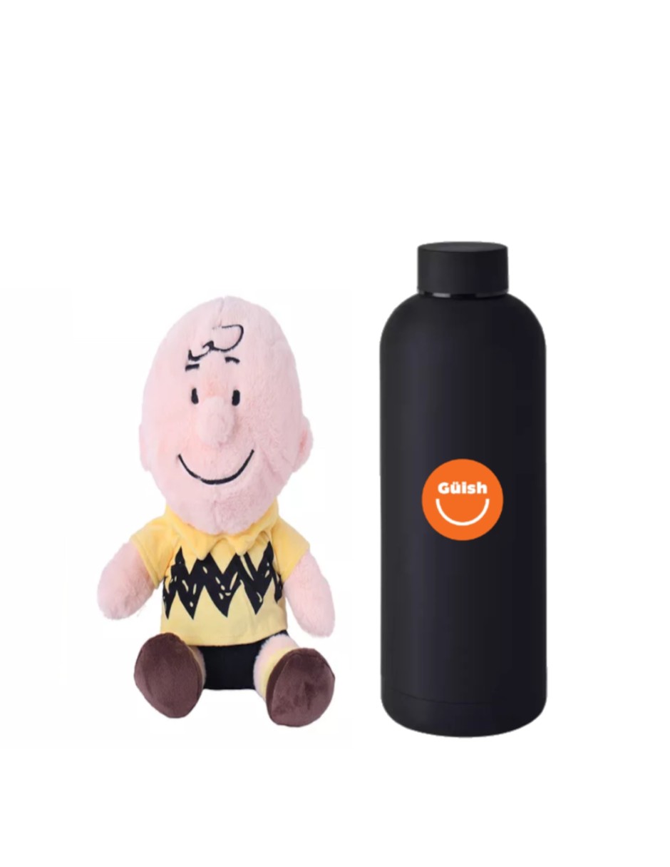 Foto 2 pulgar | Miniso Peluche Snoopy Charlie + Termo Güish de Regalo