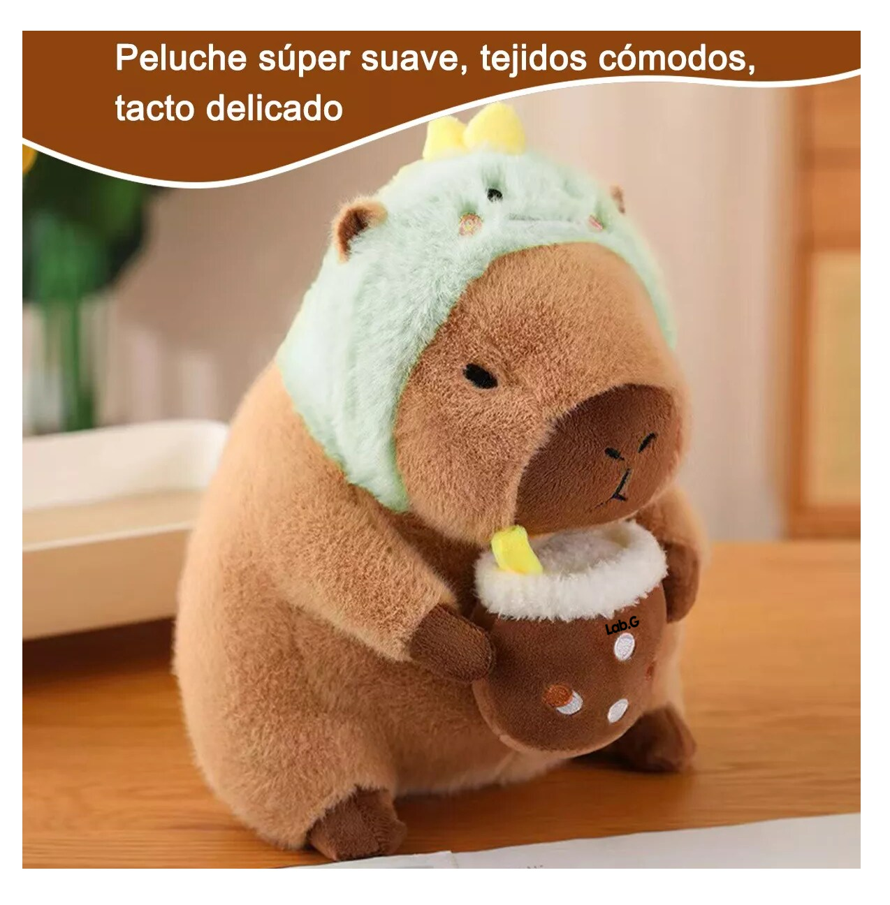 Foto 4 pulgar | Capibara Peluche 35 Cm Juguetes Cafe Verde Dinosaurio