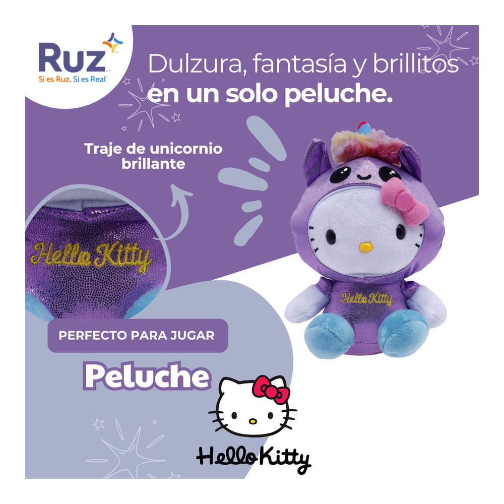 Foto 5 pulgar | Peluche Ruz Sanrio Hello Kitty 16 Cm Morado