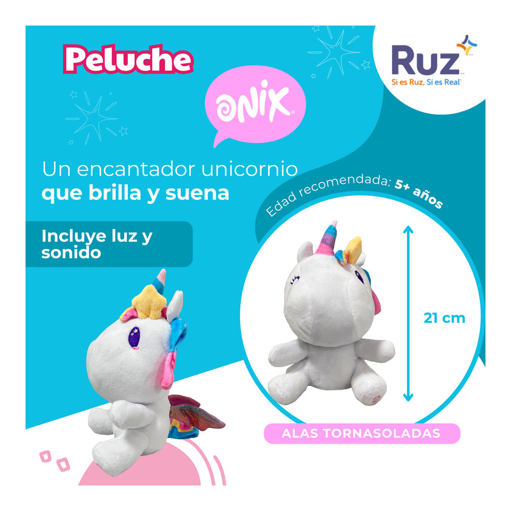 Foto 4 pulgar | Peluche Ruz Onix (unicornio 21 Cm Blanco)