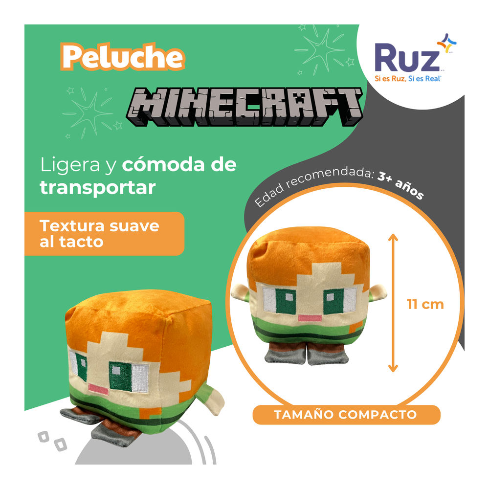 Foto 4 pulgar | Peluche Ruz Minecraft Alex 11 Cm Amarillo