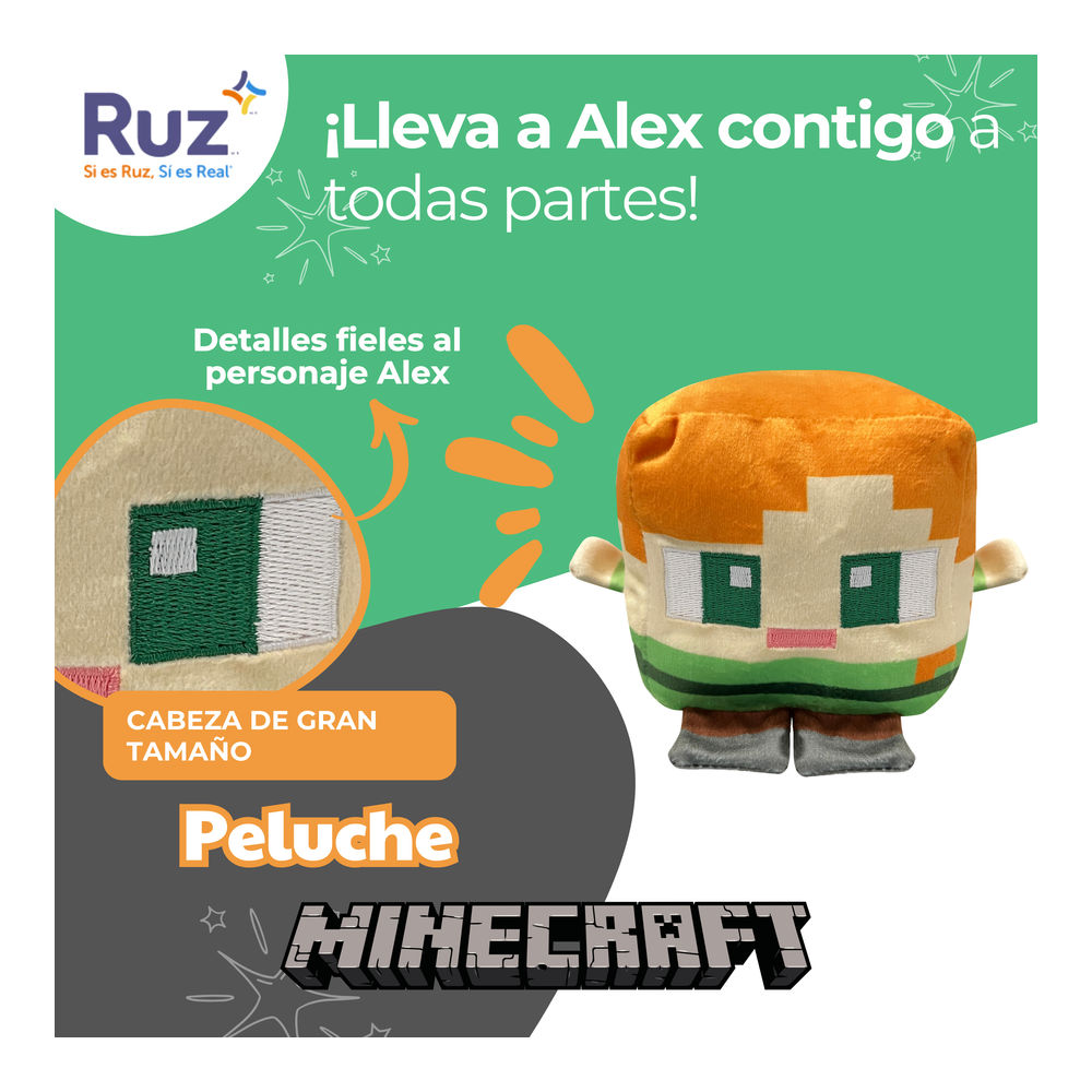 Foto 5 pulgar | Peluche Ruz Minecraft Alex 11 Cm Amarillo