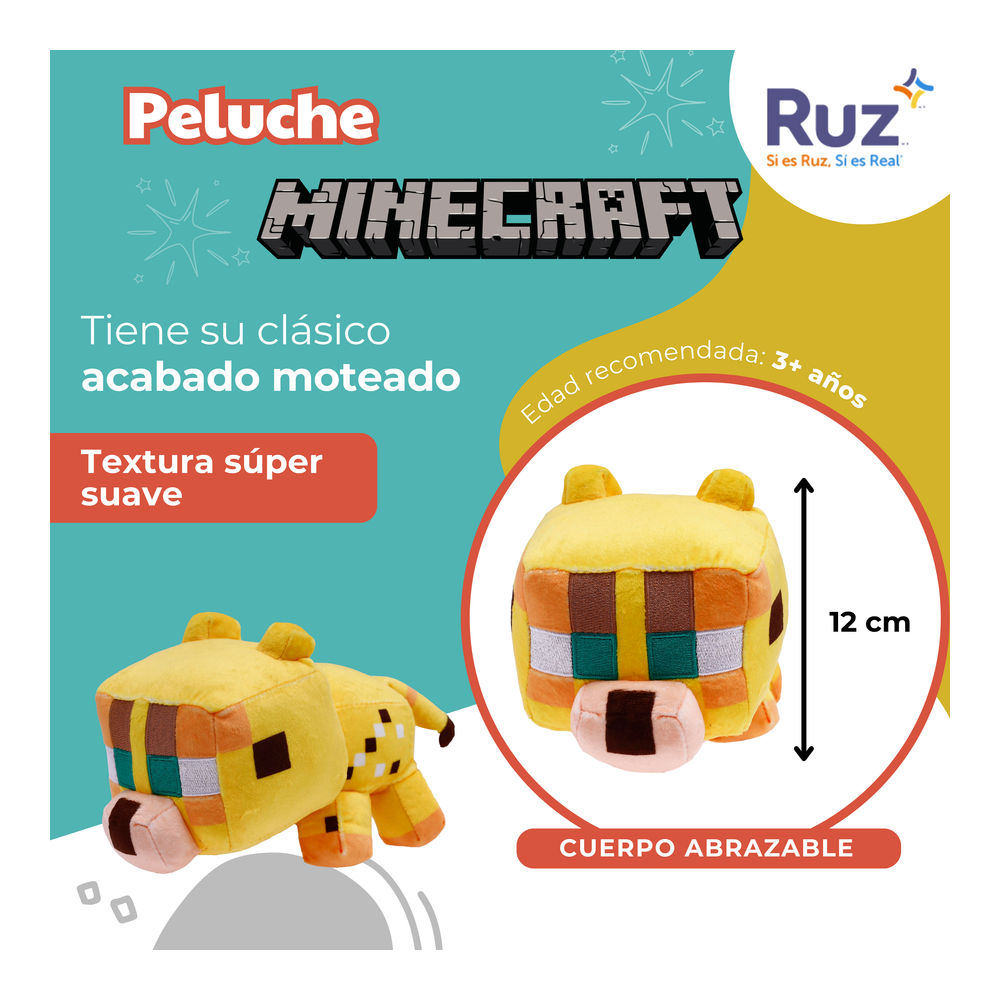 Foto 4 pulgar | Peluche Ruz Minecraft Ocelote 12 Cm Amarillo