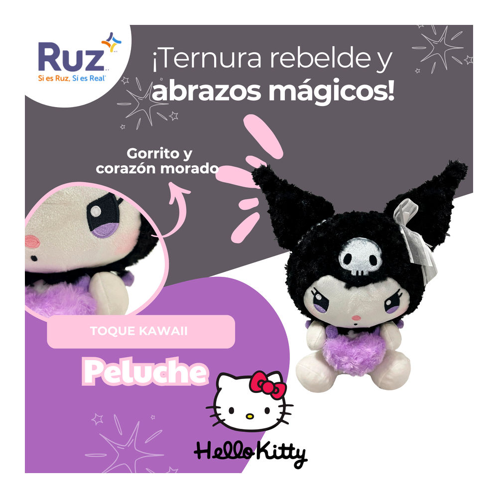 Foto 5 pulgar | Peluche Deluxe Plush Ruz Hello Kitty (kuromi 30 Cm Negro)