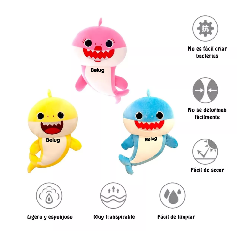 Foto 3 pulgar | Peluches Baby Shark 20 Cm Juguetes 3 Pcs, Belug Colores