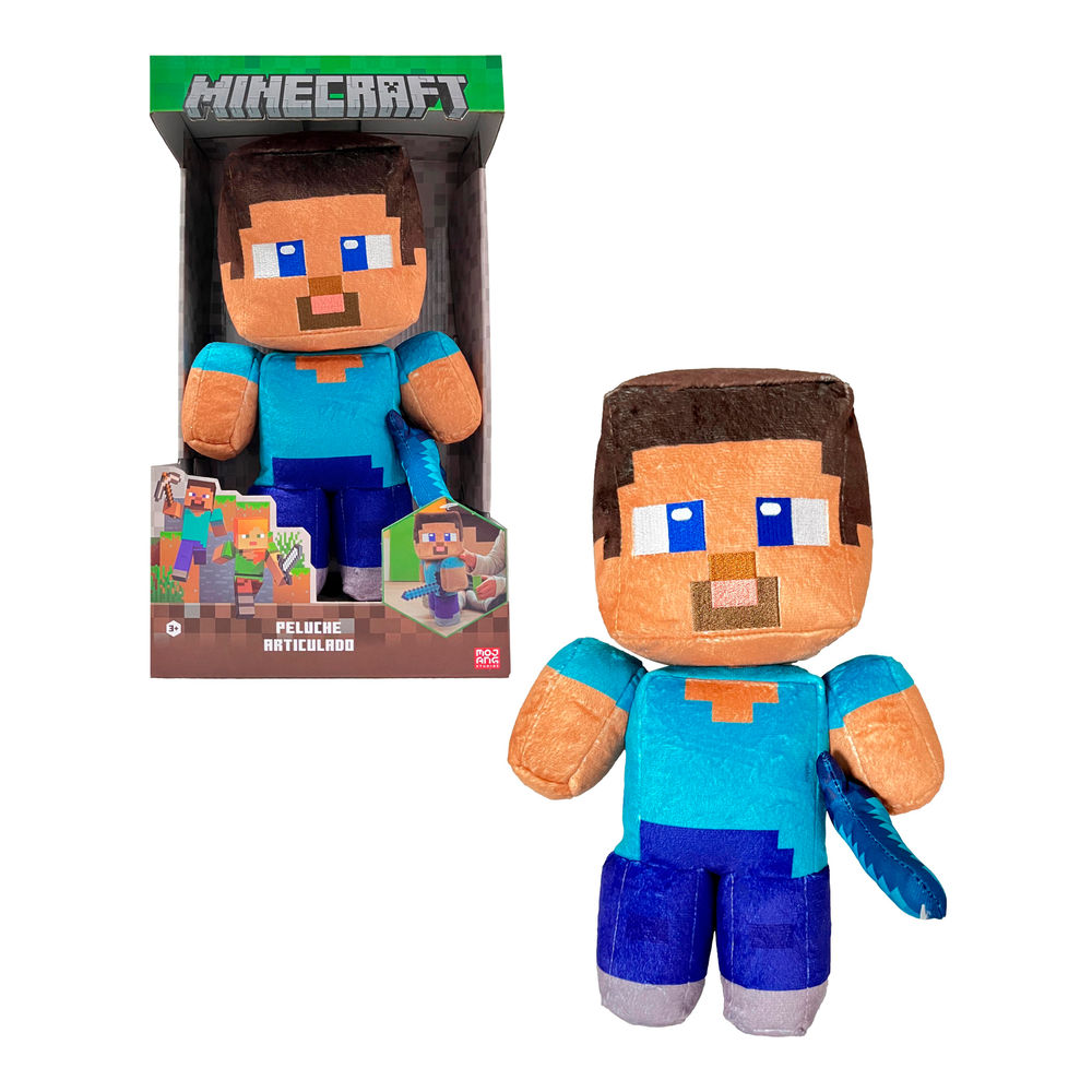 Foto 1 | Peluche Articulado Ruz Minecraft (steve 30 Cm Azul)