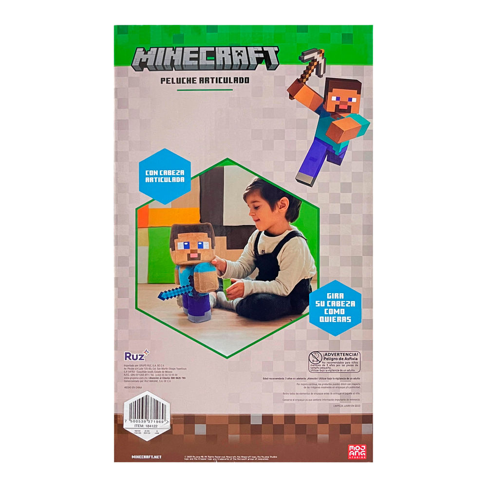 Foto 2 | Peluche Articulado Ruz Minecraft (steve 30 Cm Azul)