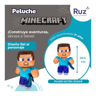 Foto 3 | Peluche Articulado Ruz Minecraft (steve 30 Cm Azul)