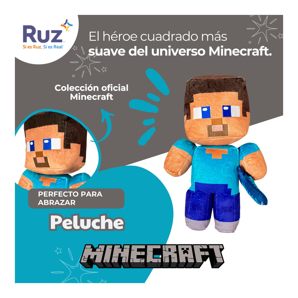 Foto 5 pulgar | Peluche Articulado Ruz Minecraft (steve 30 Cm Azul)