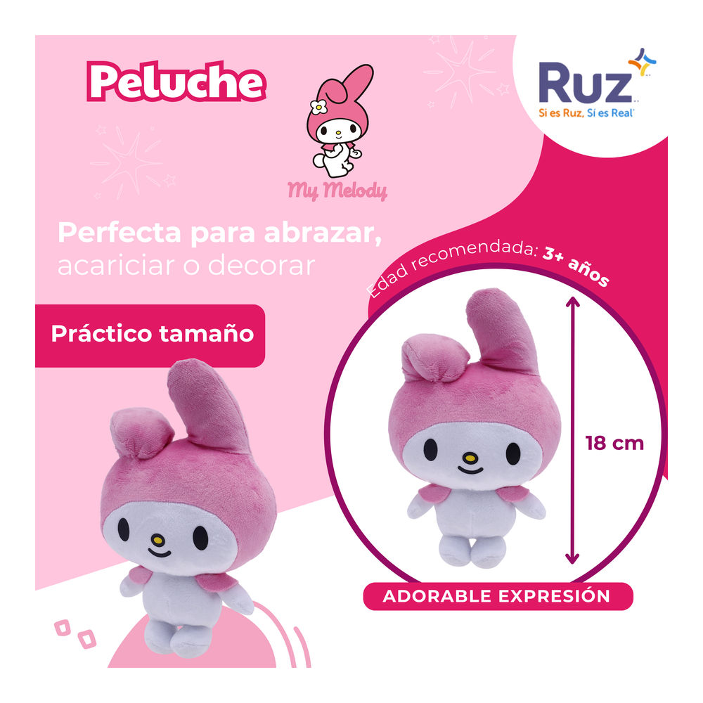 Foto 4 pulgar | Peluche Ruz Sanrio Melody 18 Cm Rosa