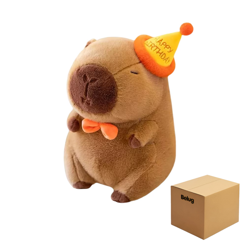 Foto 2 pulgar | Muñeco De Peluche Capibara Simpático Cafe Belug Gorro Naranja Amarillo Happy