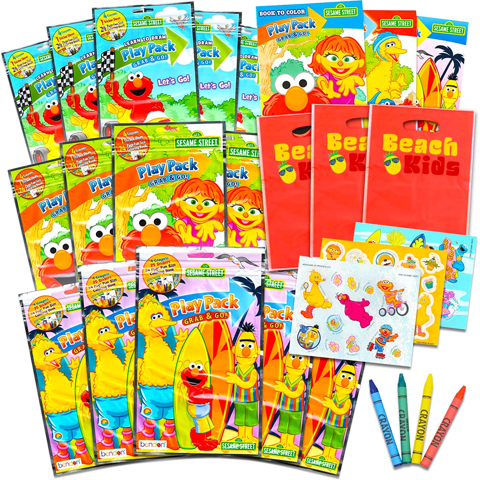 Foto 2 pulgar | Paquete De Paquetes De Juego Bendon Sesame Street Kids Con Libro Para Colorear - Venta Internacional.