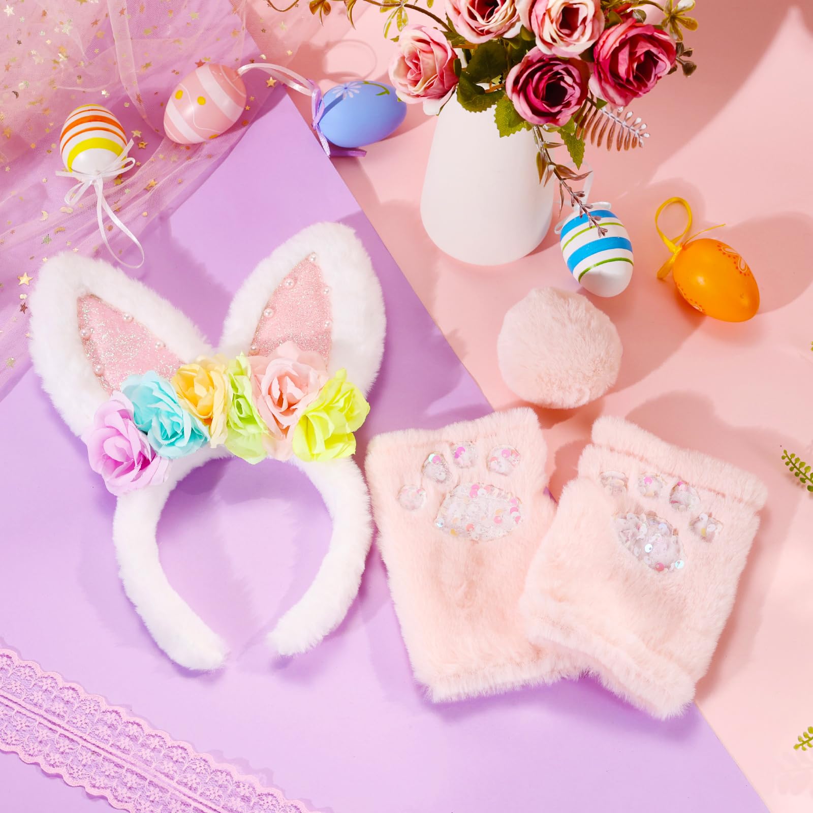 Foto 6 pulgar | Disfraz De Conejo De Oveja Rosa Con Orejas Y Cola Para Niños A Partir De 3 Años - Venta Internacional.
