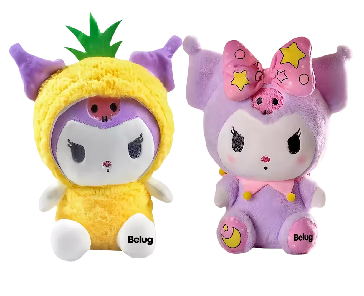 Foto 2 pulgar | Kuromi De My Melody Adorable Muñeco Peluche Excelente Plush 2 Pzs, Belug Morado Pijama Amarilla