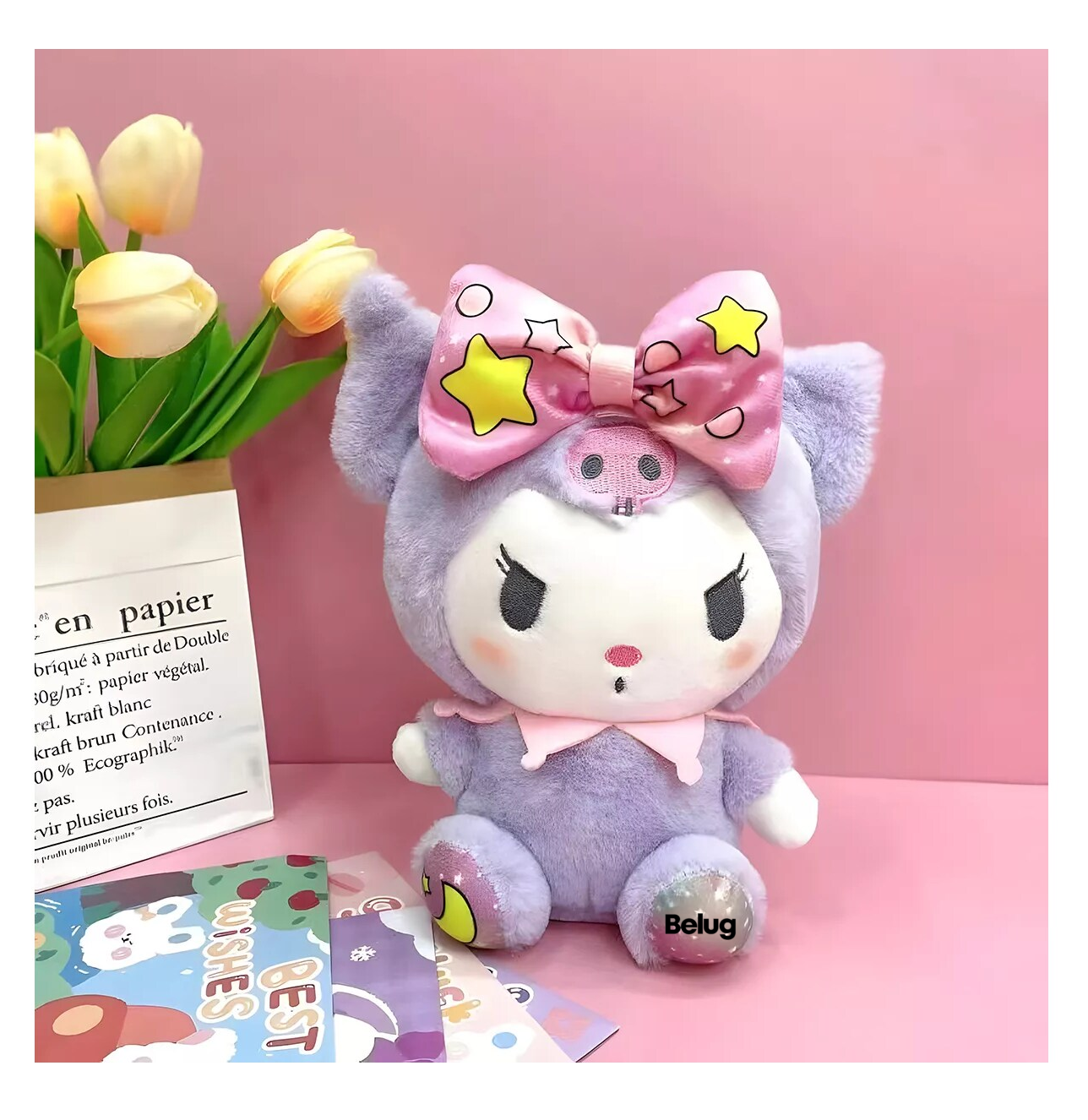 Foto 4 pulgar | Kuromi De My Melody Adorable Muñeco Peluche Excelente Plush 2 Pzs, Belug Morado Pijama Amarilla