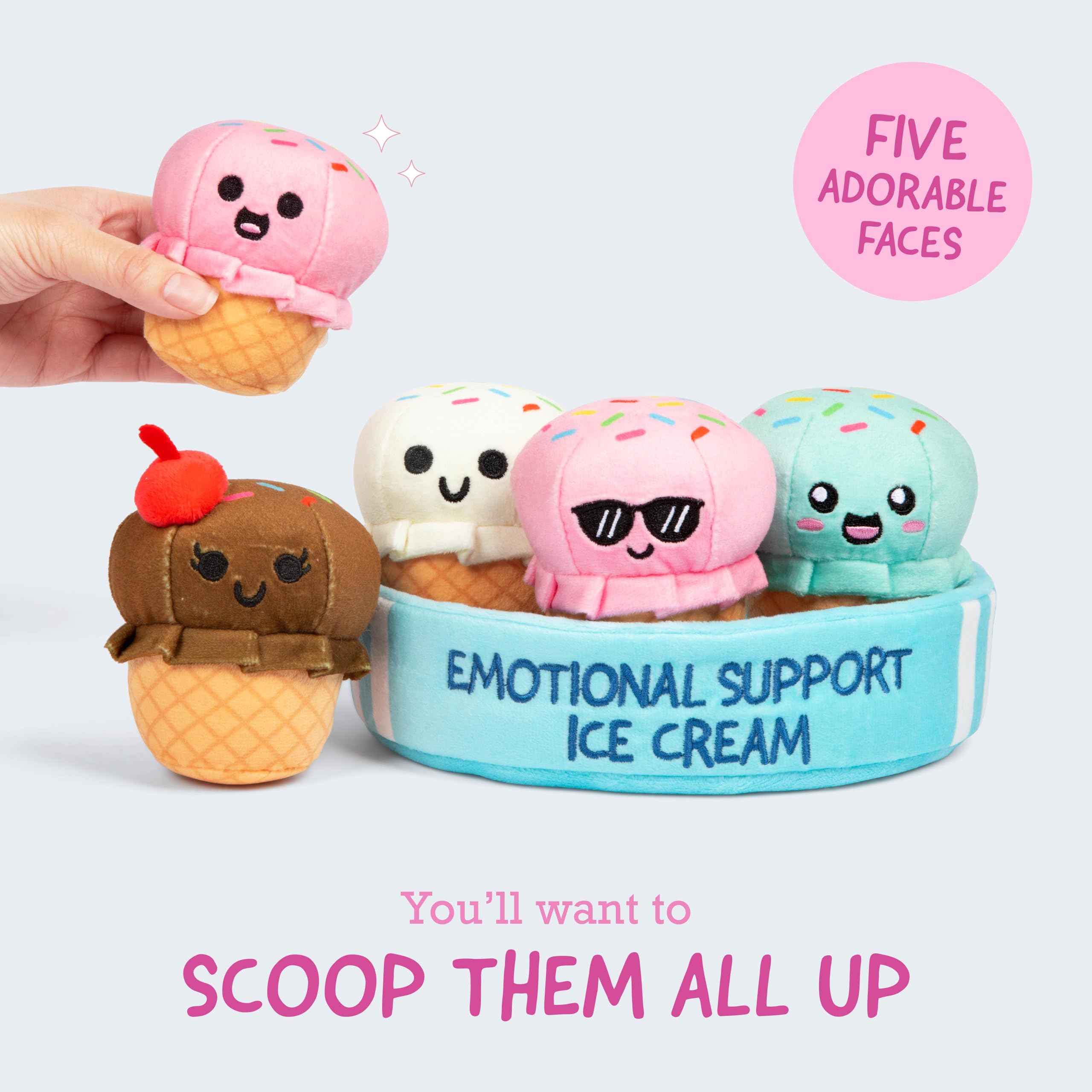 Foto 4 pulgar | Peluches Identificables Con Forma De Cono De Helado De Apoyo Emocional Con Cesta - Venta Internacional.