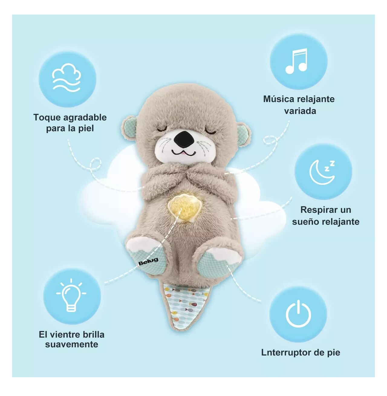 Foto 3 pulgar | Juguete De Peluche Con Música Y Luces Nutria Belug De Color Gris