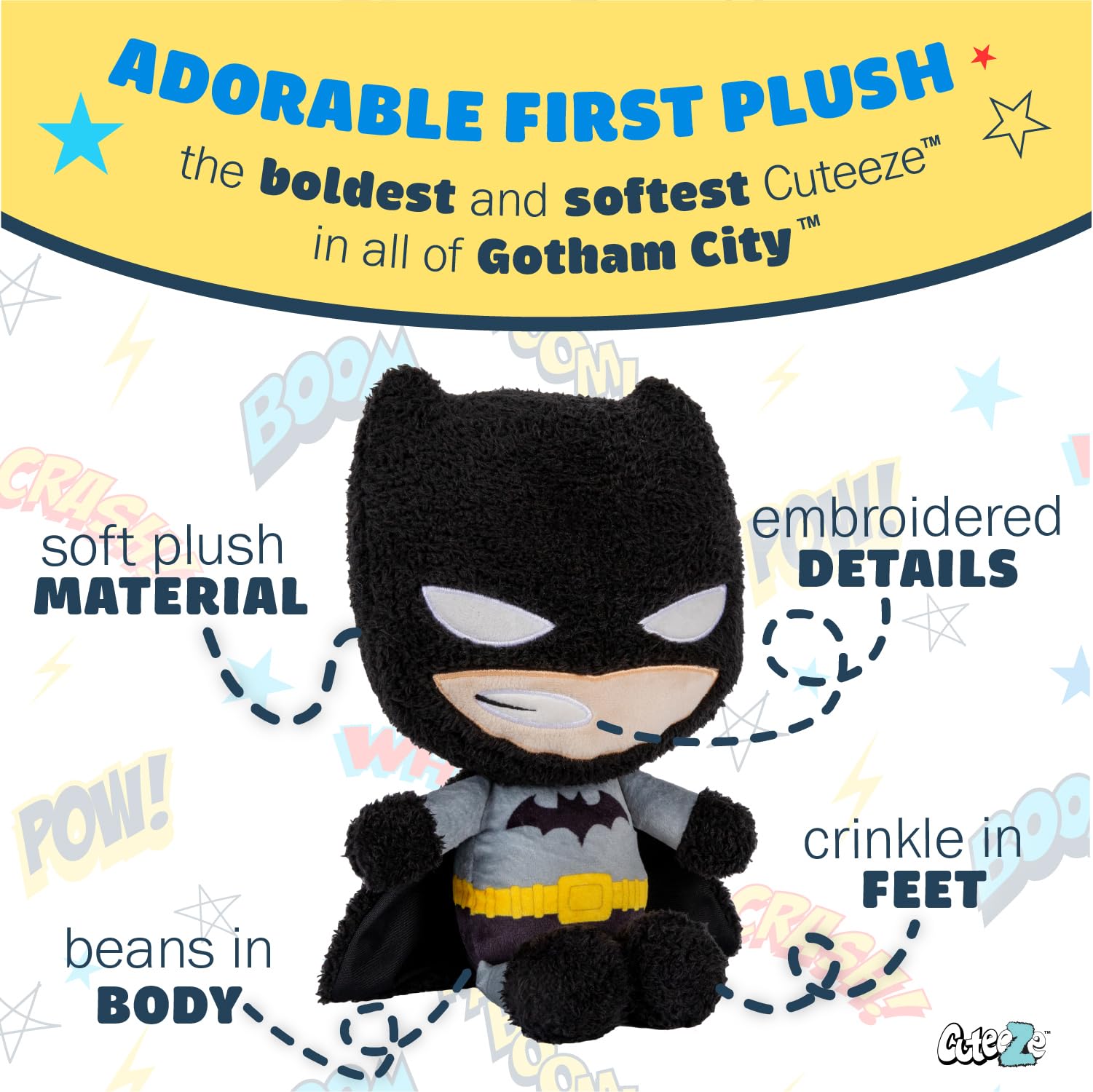 Foto 3 | Peluche Kids Preferred Wb Dc Batman Cuteeze 30 Cm Para Bebé - Venta Internacional.