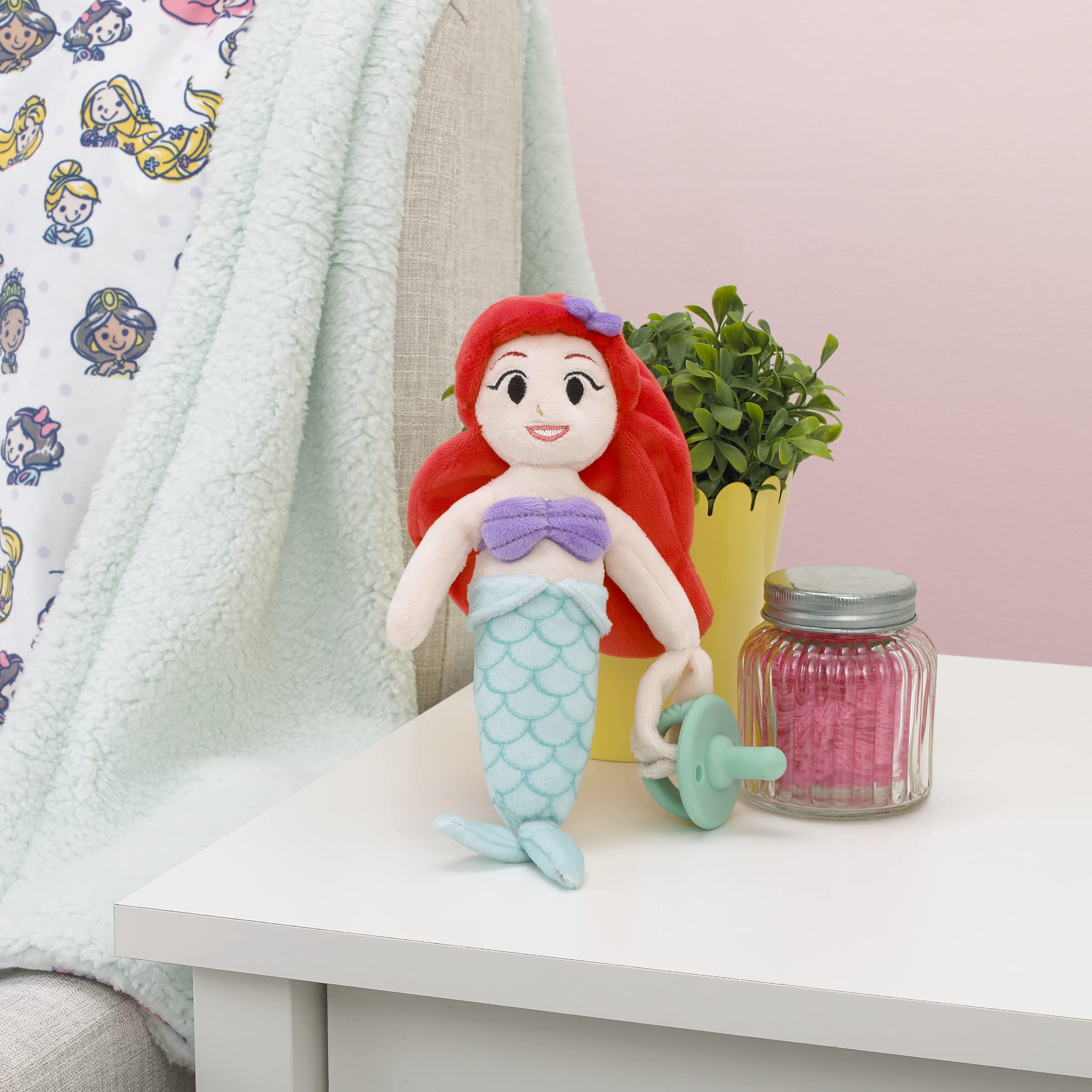 Foto 5 pulgar | Chupete De Peluche Buddy Disney Ariel, Supersuave, Rojo Lavanda, Aguamarina - Venta Internacional.