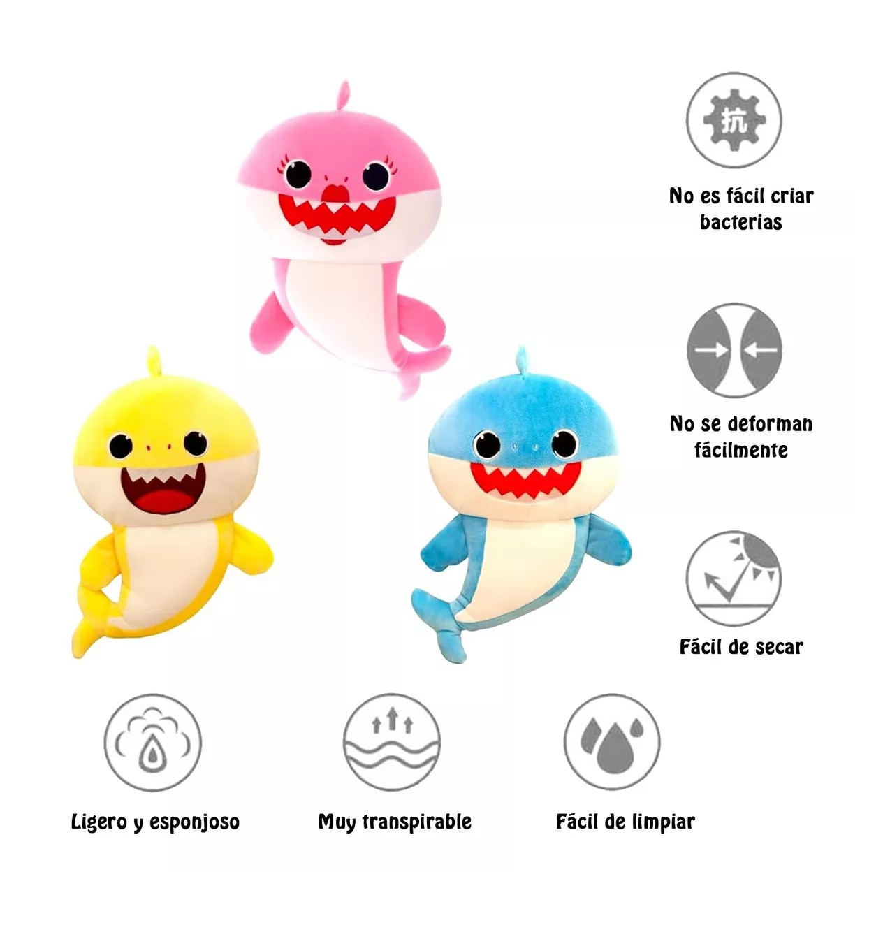 Foto 3 pulgar | Peluches Baby Shark 20 Cm Juguetes 3 Pcs Colores