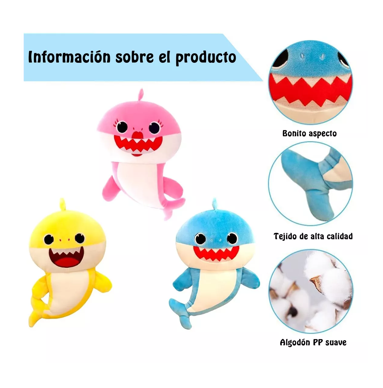 Foto 5 pulgar | Peluches Baby Shark 20 Cm Juguetes 3 Pcs Colores