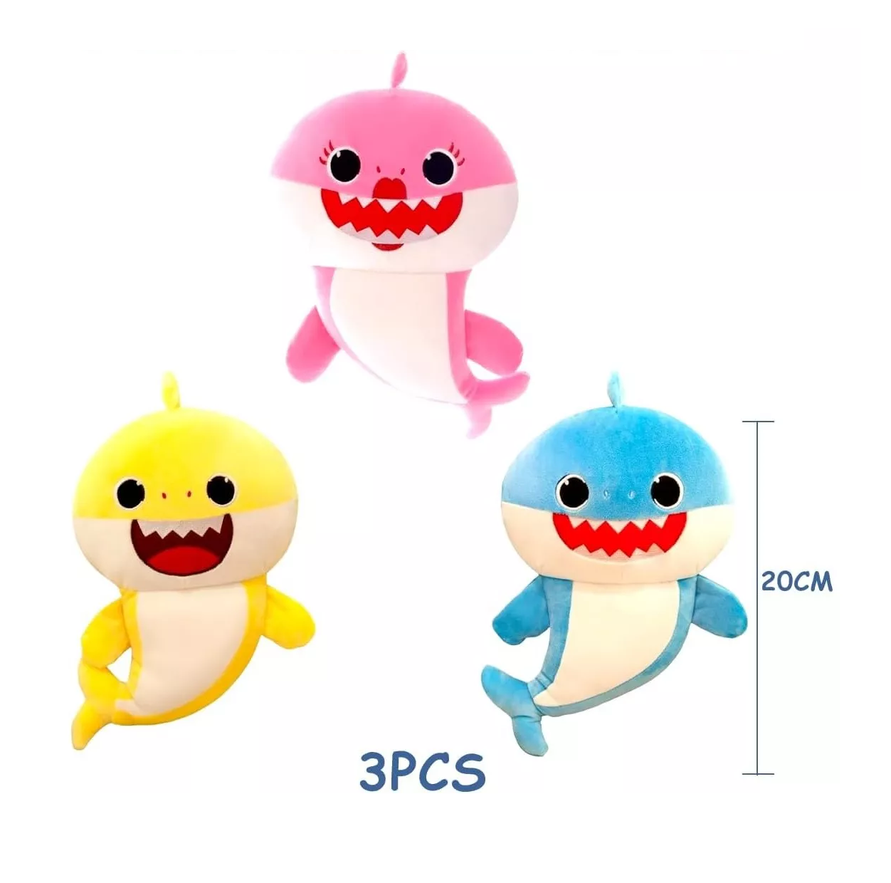 Foto 6 pulgar | Peluches Baby Shark 20 Cm Juguetes 3 Pcs Colores