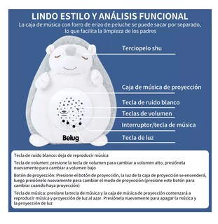 Foto 4 | Peluche Para La Ansiedad Belug Musical Y Proyección Dormir Gris/blanco