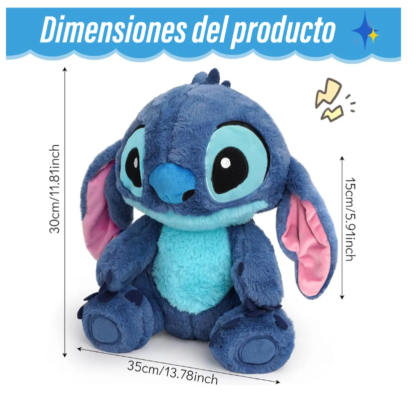 Foto 4 pulgar | Peluche de Stitch 35 cm Kawaii Regalo para Niñas y Niños