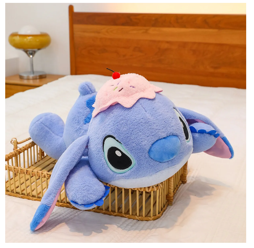 Foto 4 pulgar | Peluche Stitch Acostado Cabeza Helado Cereza Gigante 45 cm