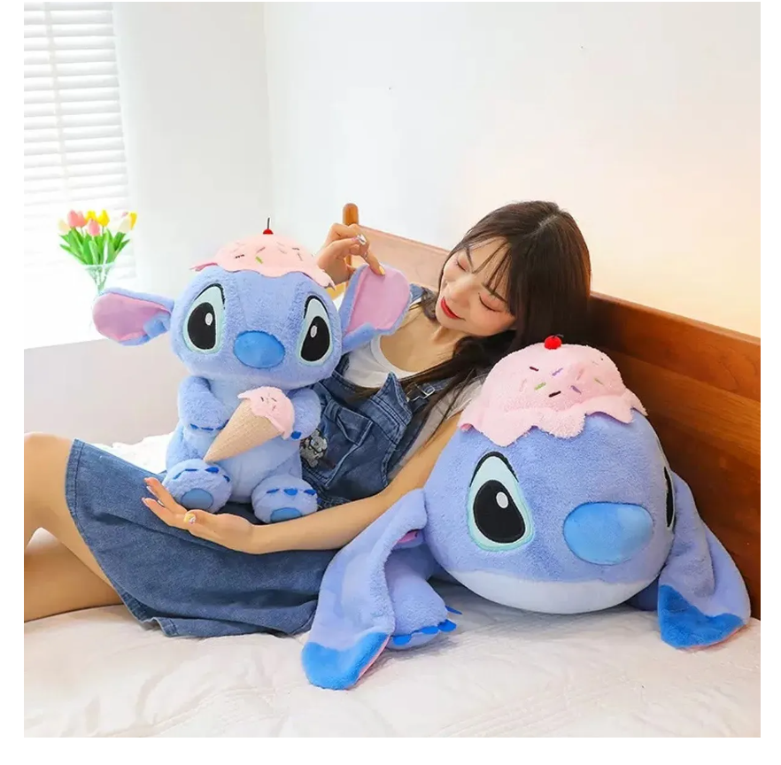 Foto 5 pulgar | Peluche Stitch Acostado Cabeza Helado Cereza Gigante 45 cm