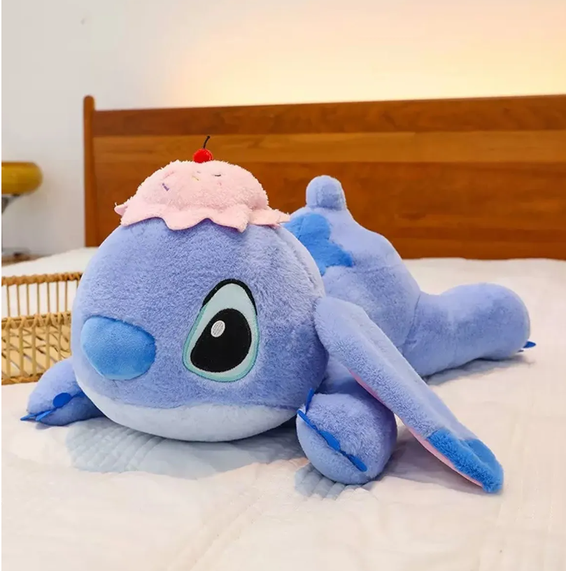 Foto 7 pulgar | Peluche Stitch Acostado Cabeza Helado Cereza Gigante 45 cm