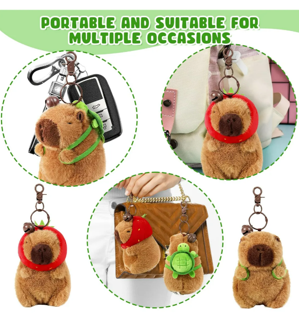 Foto 4 pulgar | 2pzs Xtellar Llaveros Juguete De Peluche De Capibara De Moda