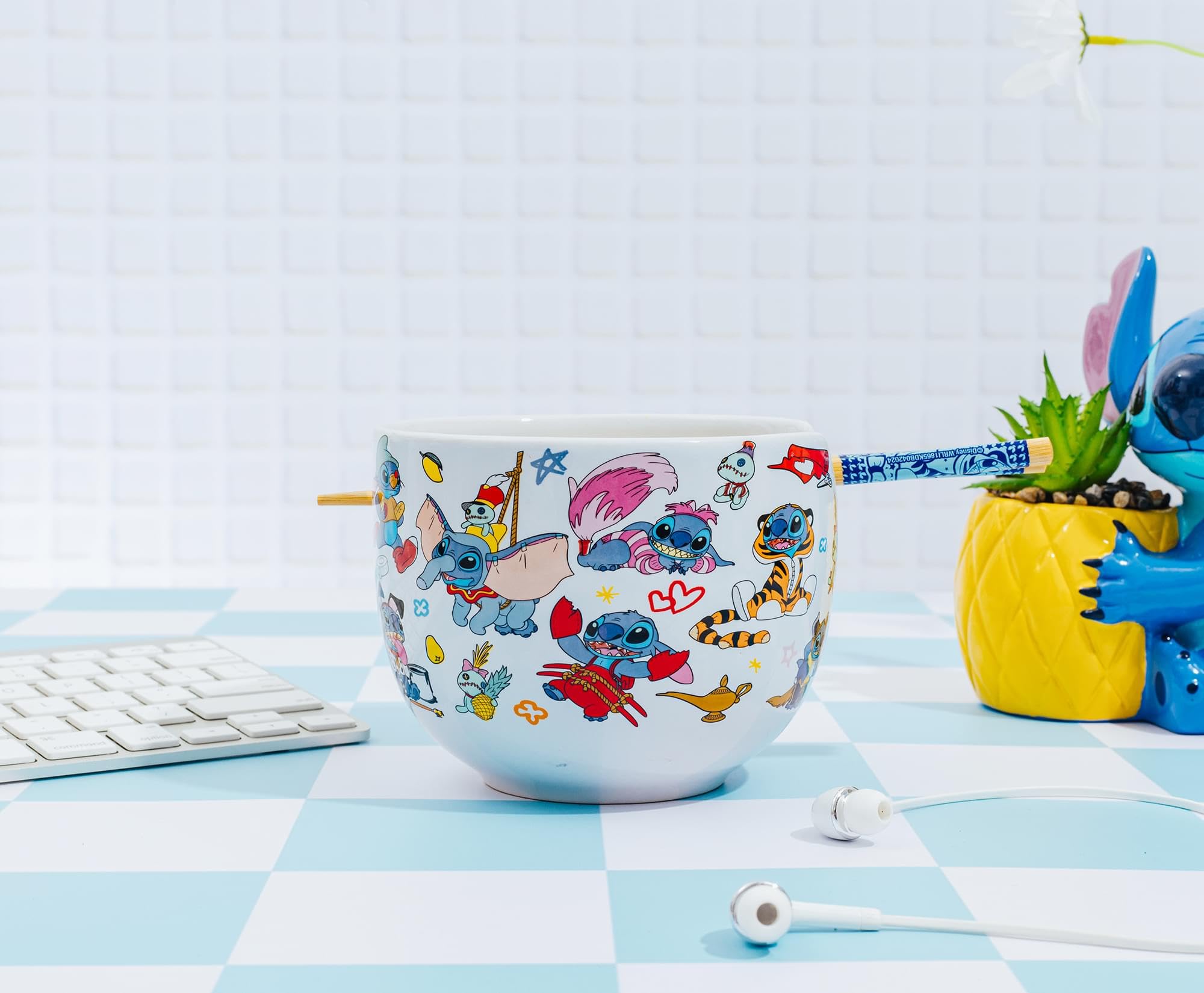 Foto 3 pulgar | Cuenco De Arroz Con Fideos Ramen Plateado Con Estampado De Búfalo Disney Lilo Stitch - Venta Internacional.
