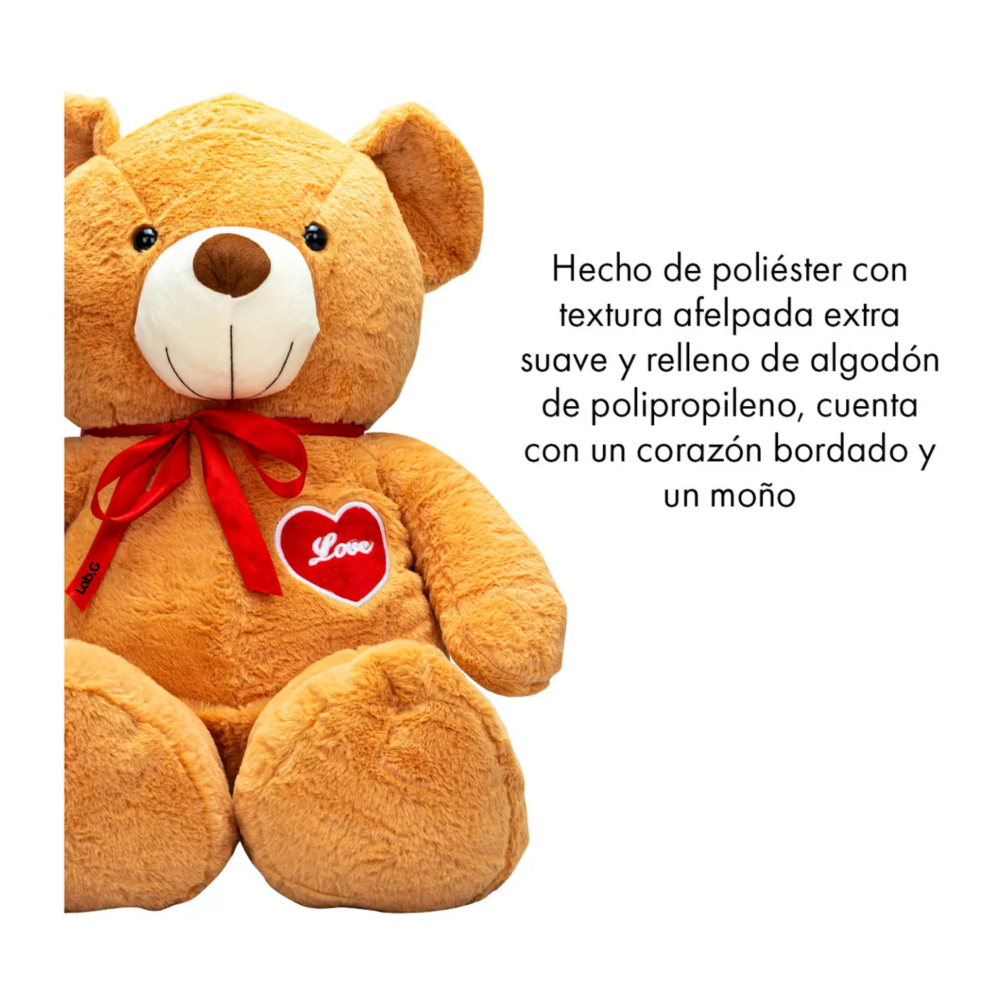 Foto 2 | Oso De Peluche Teddy Grande Abrazable Corazón 1 Metro Lab.g,  Café Claro