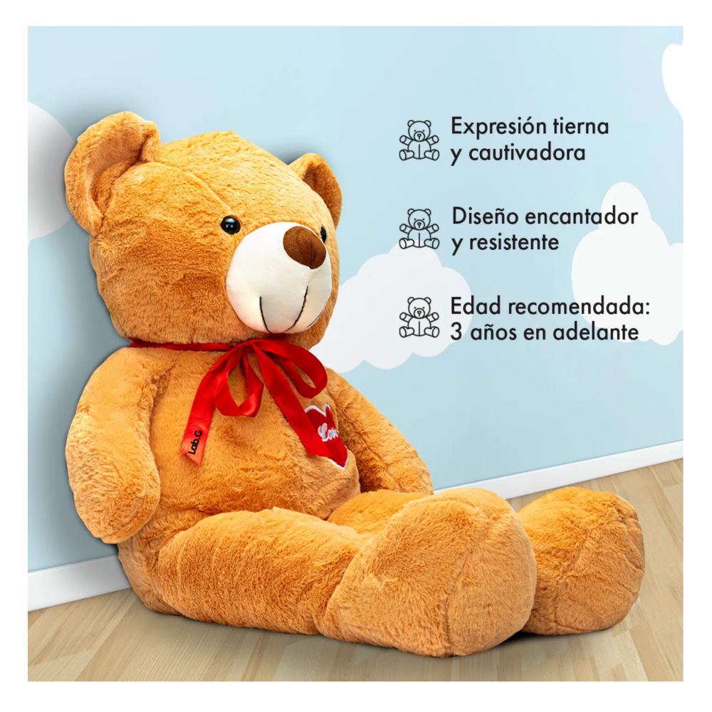 Foto 3 | Oso De Peluche Teddy Grande Abrazable Corazón 1 Metro Lab.g,  Café Claro