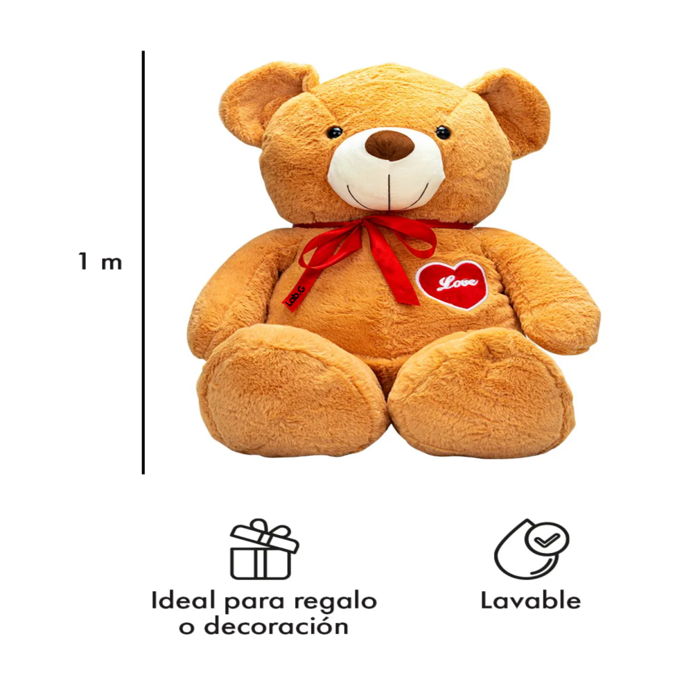 Foto 5 pulgar | Oso De Peluche Teddy Grande Abrazable Corazón 1 Metro Lab.g,  Café Claro