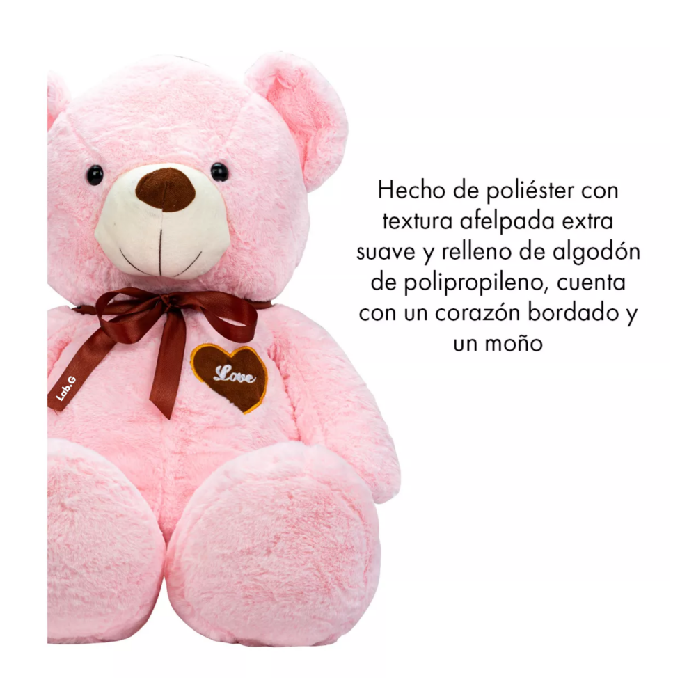 Foto 3 pulgar | Oso De Peluche Teddy Grande Abrazable Corazón 1 Metro Lab.g,  Rosa