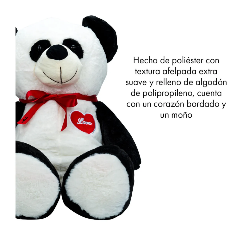 Foto 3 pulgar | Oso De Peluche Teddy Grande Abrazable Corazón 1 Metro Lab.g,  Negro/blanco