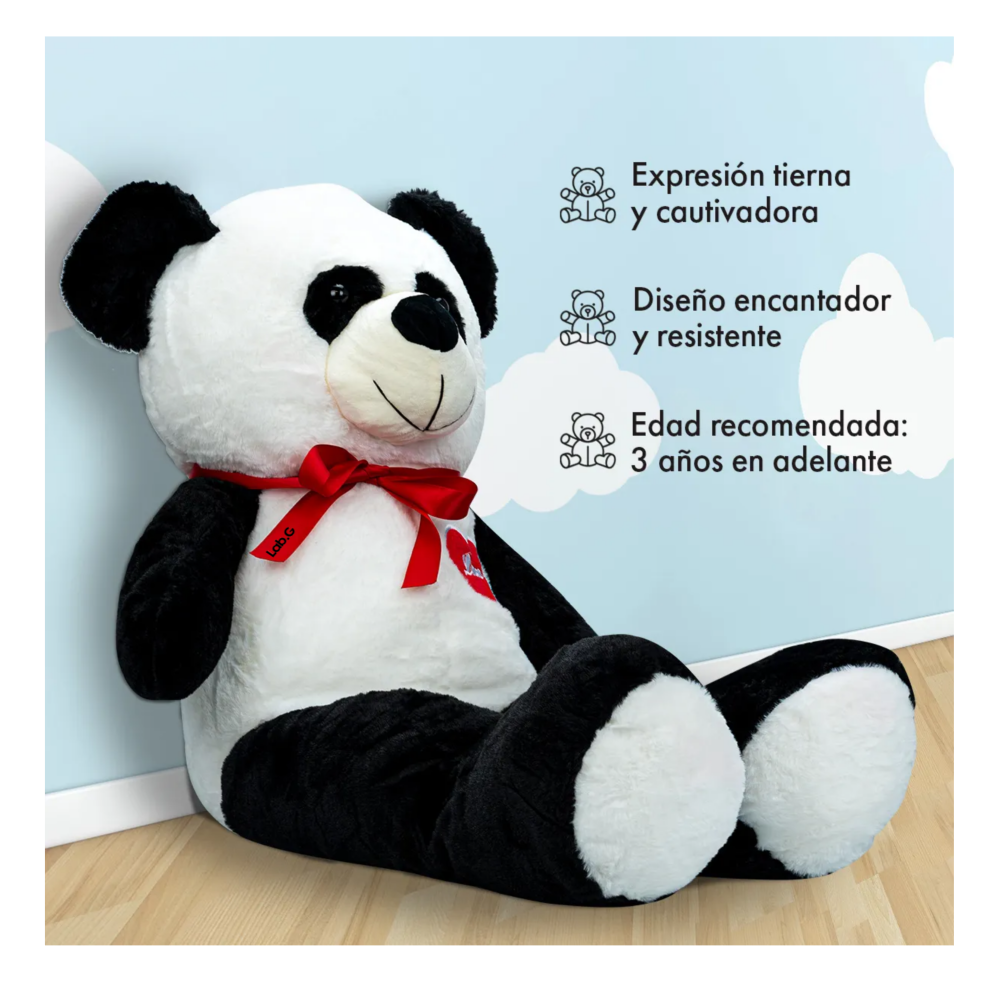 Foto 4 pulgar | Oso De Peluche Teddy Grande Abrazable Corazón 1 Metro Lab.g,  Negro/blanco