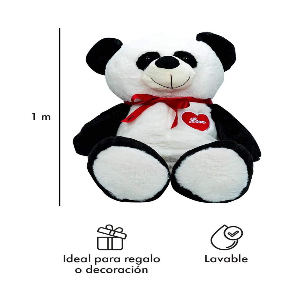 Foto 5 pulgar | Oso De Peluche Teddy Grande Abrazable Corazón 1 Metro Lab.g,  Negro/blanco